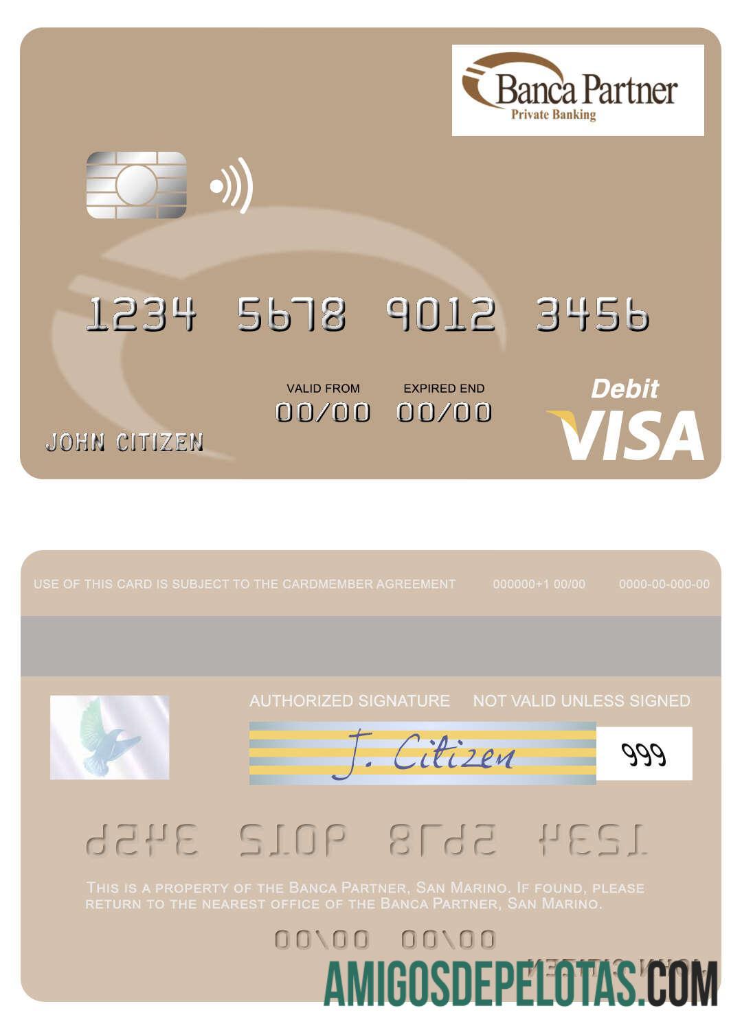 San Marino Banca Partner Visa Debit Card amostra
